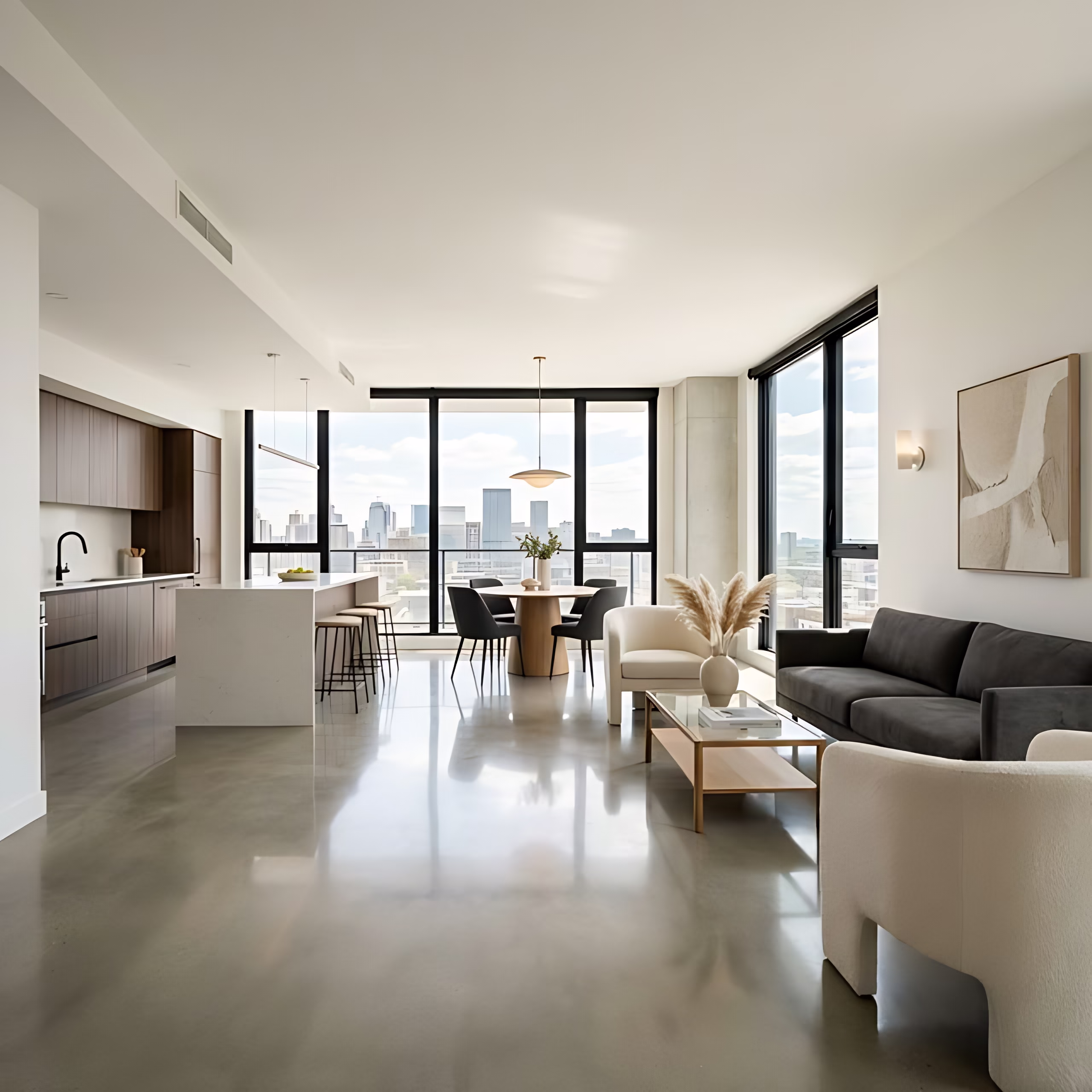 Pristine interior after professional construction cleaning